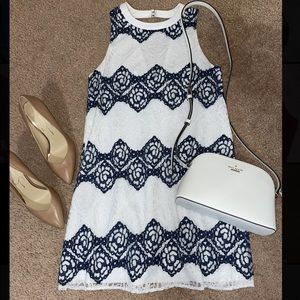 White/blue A-line dress from Francesca’s size XS
